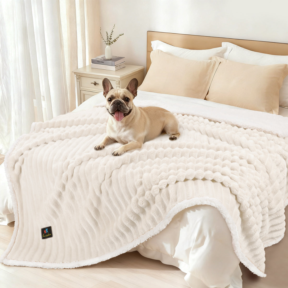 ultra-soft-calming-cut-pile-flannel-waterproof-pet-blanket-for-dogs-and-cats#color_beige