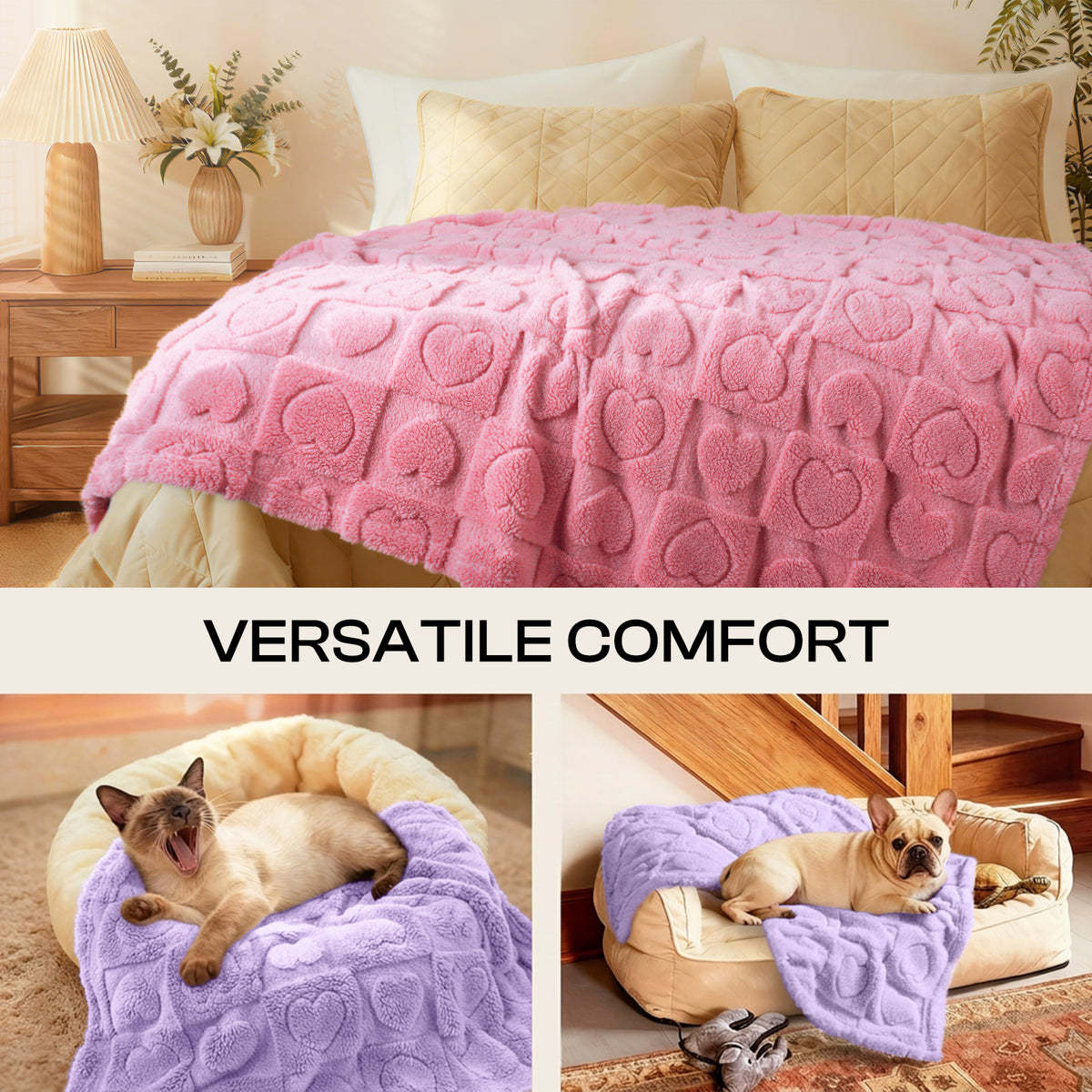 2-Pack Soft Premium Fleece Cozy Calming Pet Blankets for Dogs & Cats