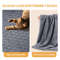 1-Pack 3D Textured Flannel Soft Fleece Pet Blanket for Dogs and Cats