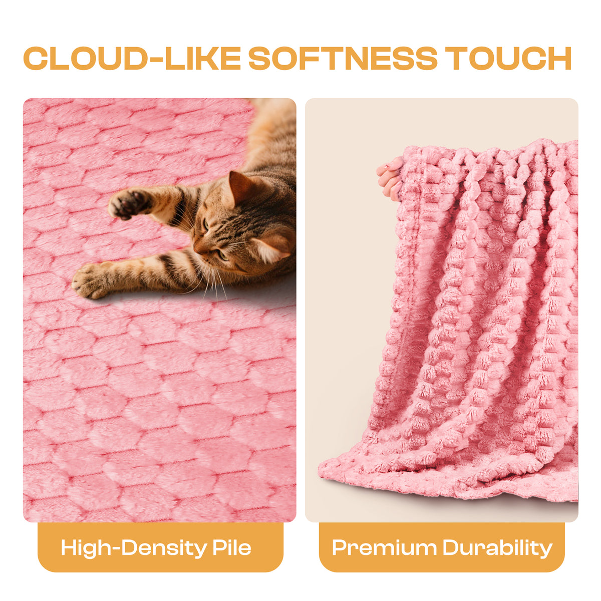 1-Pack 3D Textured Flannel Soft Fleece Pet Blanket for Dogs and Cats