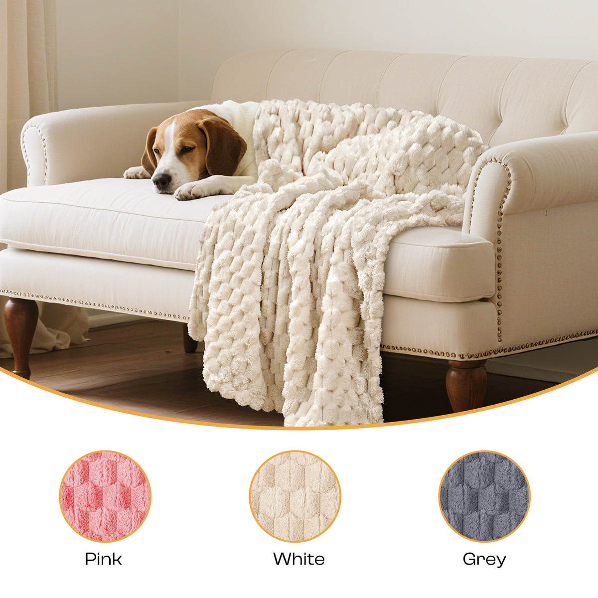 1 Pack 3 Soft Fleece 3D Textured Flannel Pet Blanket for Dogs and Cats