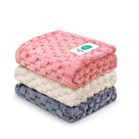 1 Pack 3 Soft Fleece 3D Textured Flannel Pet Blanket for Dogs and Cats