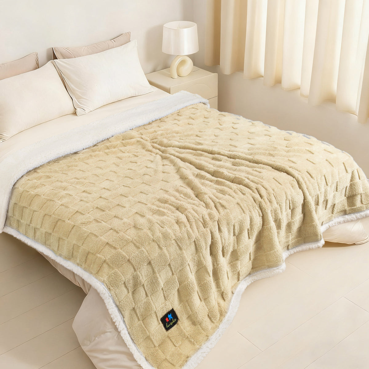 Reversible 3D Jacquard Soft Waterproof Pet Blanket for Large Dogs and Cats