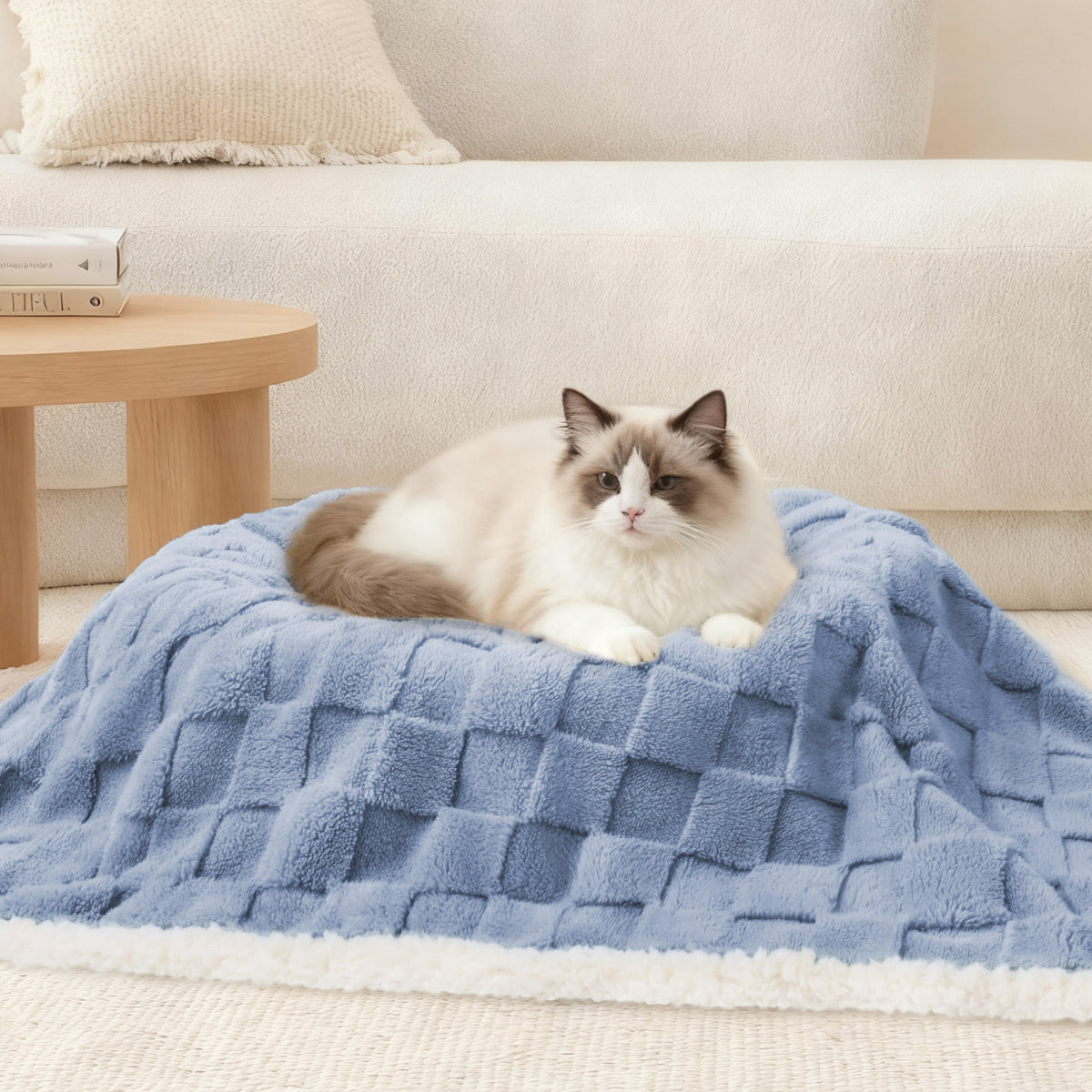Reversible 3D Jacquard Soft Waterproof Pet Blanket for Large Dogs and Cats