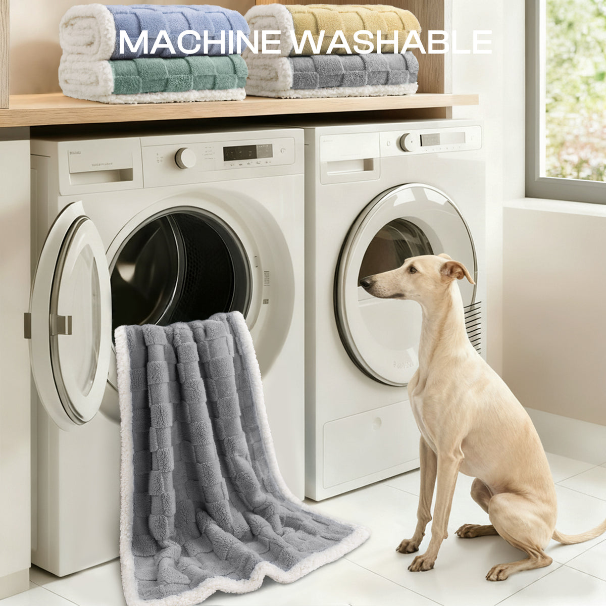 Reversible 3D Jacquard Soft Waterproof Pet Blanket for Large Dogs and Cats