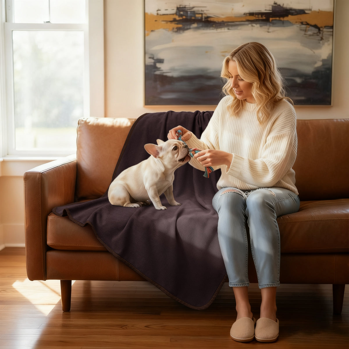 Soft Polar Fleece Waterproof Pet Blanket for Medium Large Dogs