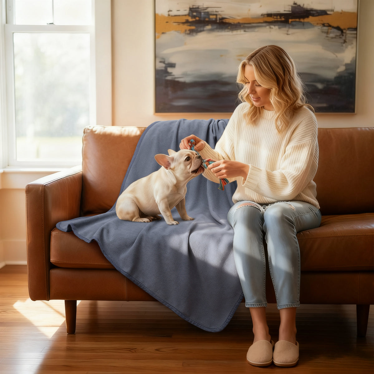 Soft Polar Fleece Waterproof Pet Blanket for Medium Large Dogs