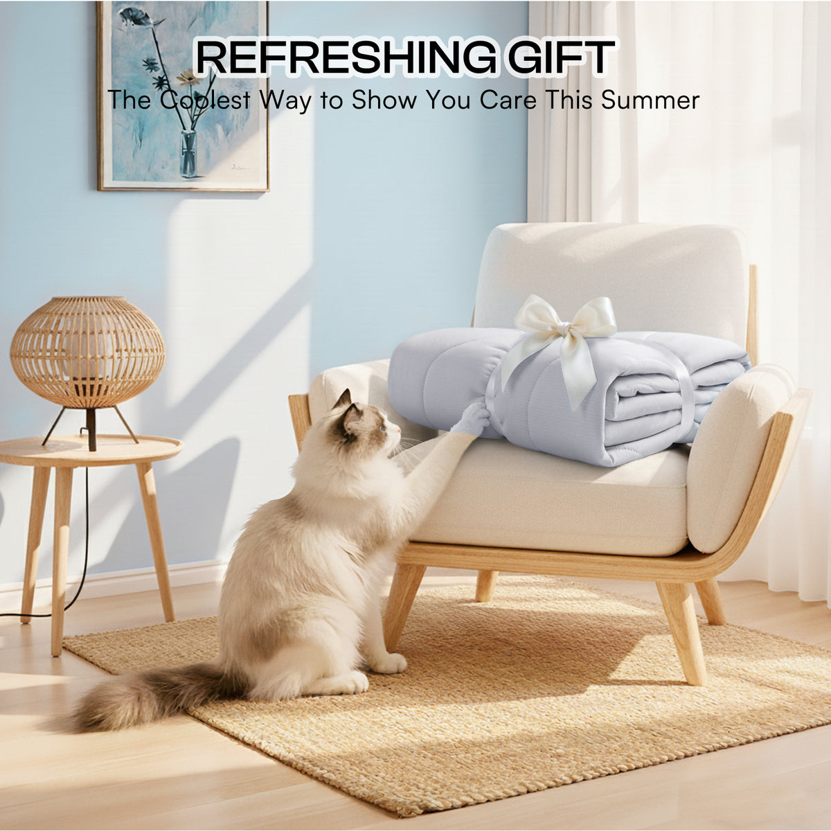 Pet Washable Soft Breathable Self-Cooling Blanket for Sofa Crate Bed