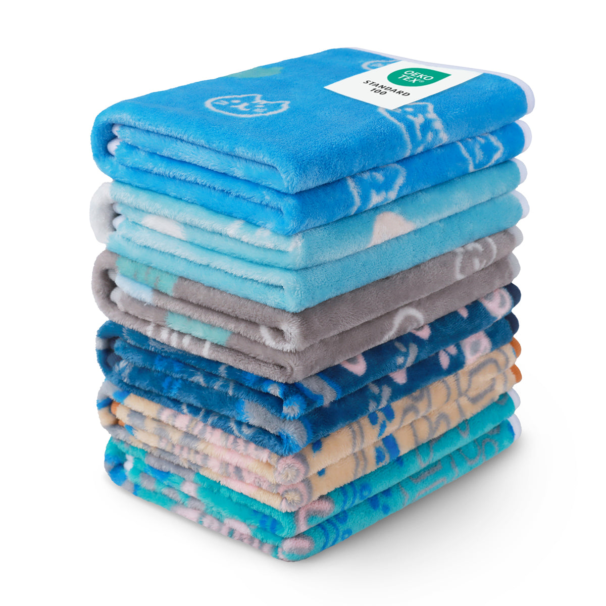 1 Pack 6 Fleece Dog Blanket Crate Paw Printed