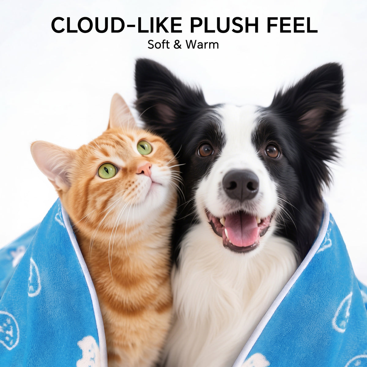 1 Pack 6 Fleece Dog Blanket Crate Paw Printed