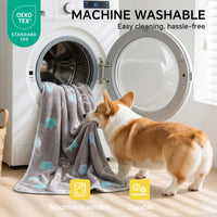 1 Pack 6 Fleece Dog Blanket Crate Paw Printed