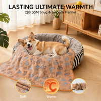 1 Pack 6 Fleece Dog Blanket Crate Paw Printed