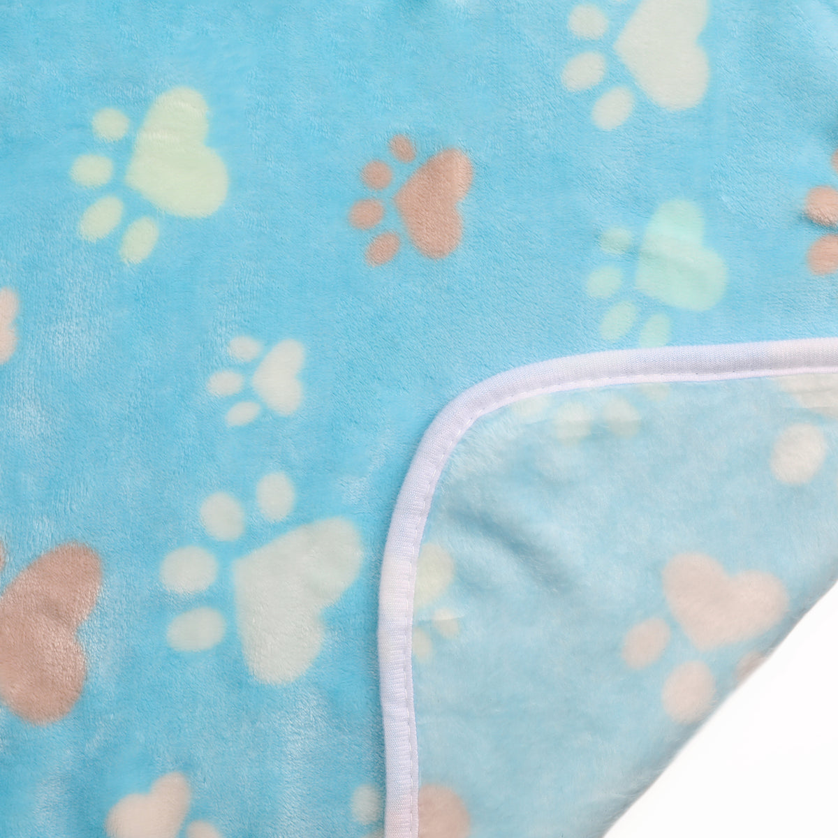 1 Pack 3 Small Pet Blanket Paw Printed Throw | Grey/Brown/Blue
