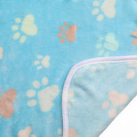 1 Pack 3 Small Pet Blanket Paw Printed Throw | Grey/Brown/Blue