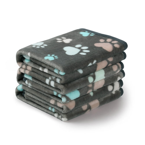 1 Pack 3 Blankets  Pet Blanket Flannel Paw Printed Throw for Dog Cat Grey