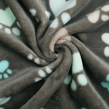 Load image into Gallery viewer, 1 Pack 3 Pet Blanket Flannel Paw Printed Throw for Dog Cat Grey/Brown/Blue