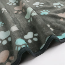 Load image into Gallery viewer, 1 Pack 3 Pet Blanket Flannel Paw Printed Throw for Dog Cat Grey/Brown/Blue
