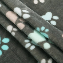 Load image into Gallery viewer, 1 Pack 3 Pet Blanket Flannel Paw Printed Throw for Dog Cat Grey/Brown/Blue