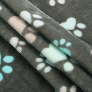 1 Pack 3 Pet Blanket Flannel Paw Printed Throw for Dog Cat Grey/Brown/Blue