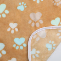 1 Pack 3 Small Pet Blanket Paw Printed Throw | Grey/Brown/Blue