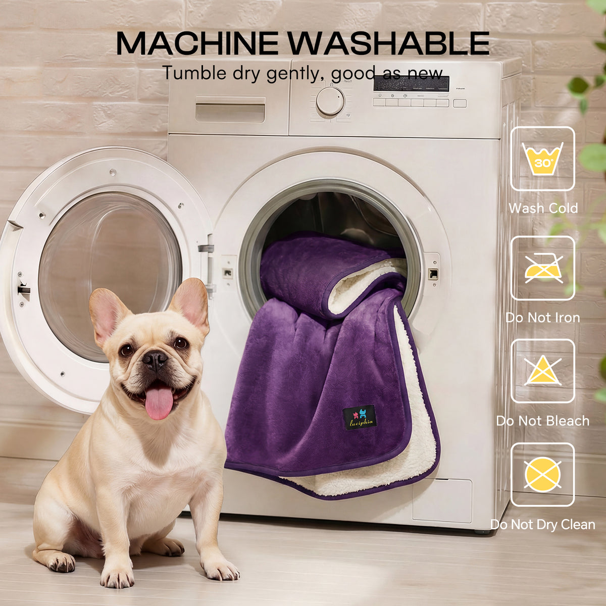 Soft Sherpa Fleece Puppy Reversible Waterproof Blanket for Large Dogs