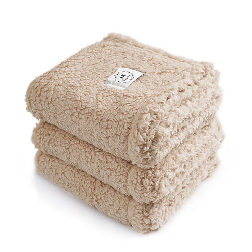 Soft Sherpa Dog Blanket for Dog Puppy Cat Beige