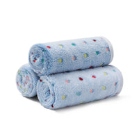 1 Pack 3 Soft Flannel Dog Blanket for Sofa Blue