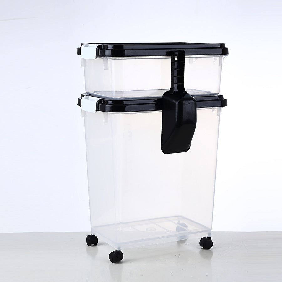 3-Pieces Clear Pet Food Container with Wheels