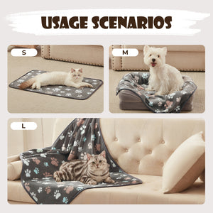 1 Pack 3 Small Pet Blanket Paw Printed Throw | Grey