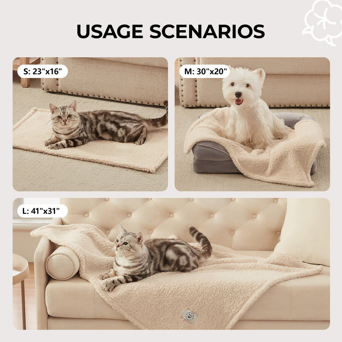 Soft Sherpa Dog Blanket for Dog Puppy Cat Beige