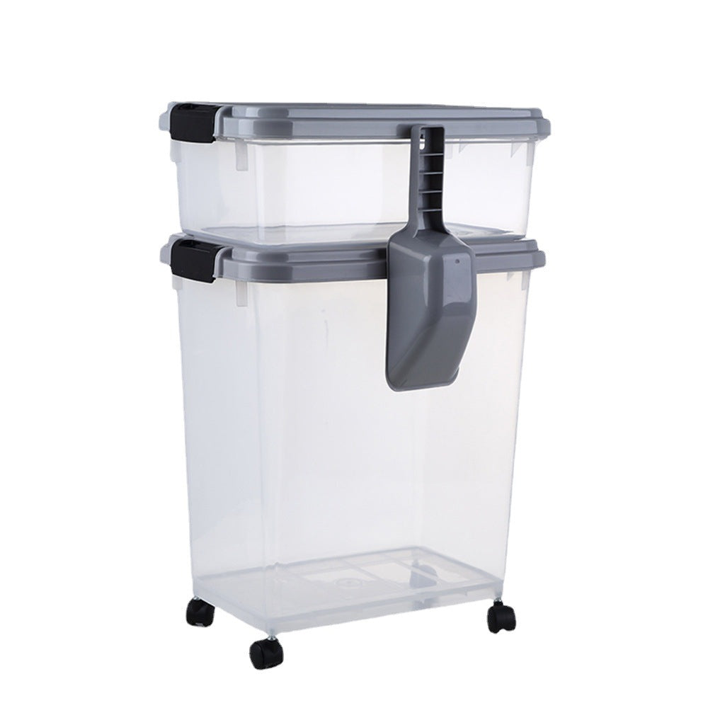3-Pieces Clear Pet Food Container with Wheels